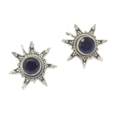 Stud Earrings Silver 925 Sterling Women Black Onyx Stone Handmade C801